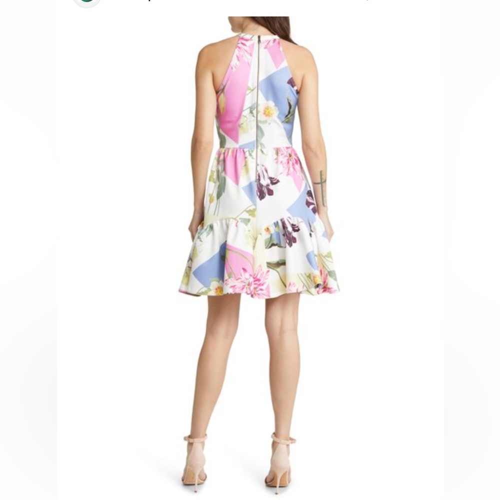 Ted Baker London Katrina Floral Print Halter Neck Sleeveless A-Line Dress size 6 - Picture 4 of 5
